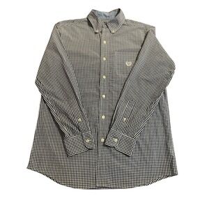 Chaps Mens Gingham Checkered‎ Button Down Long Sleeve Shirt S Small